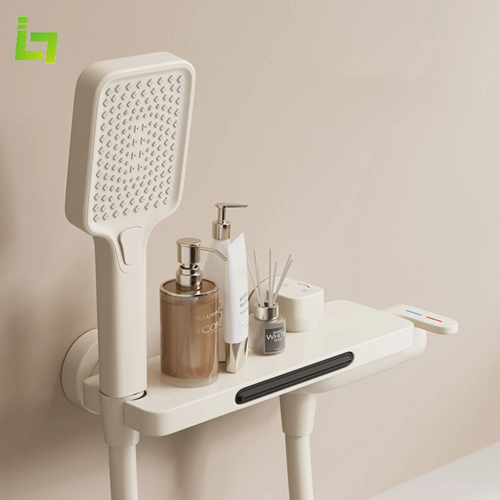 Bathtub Faucet Cold and Hot Large Storage Platform Waterfall Bathroom Shower Tap Brass Body