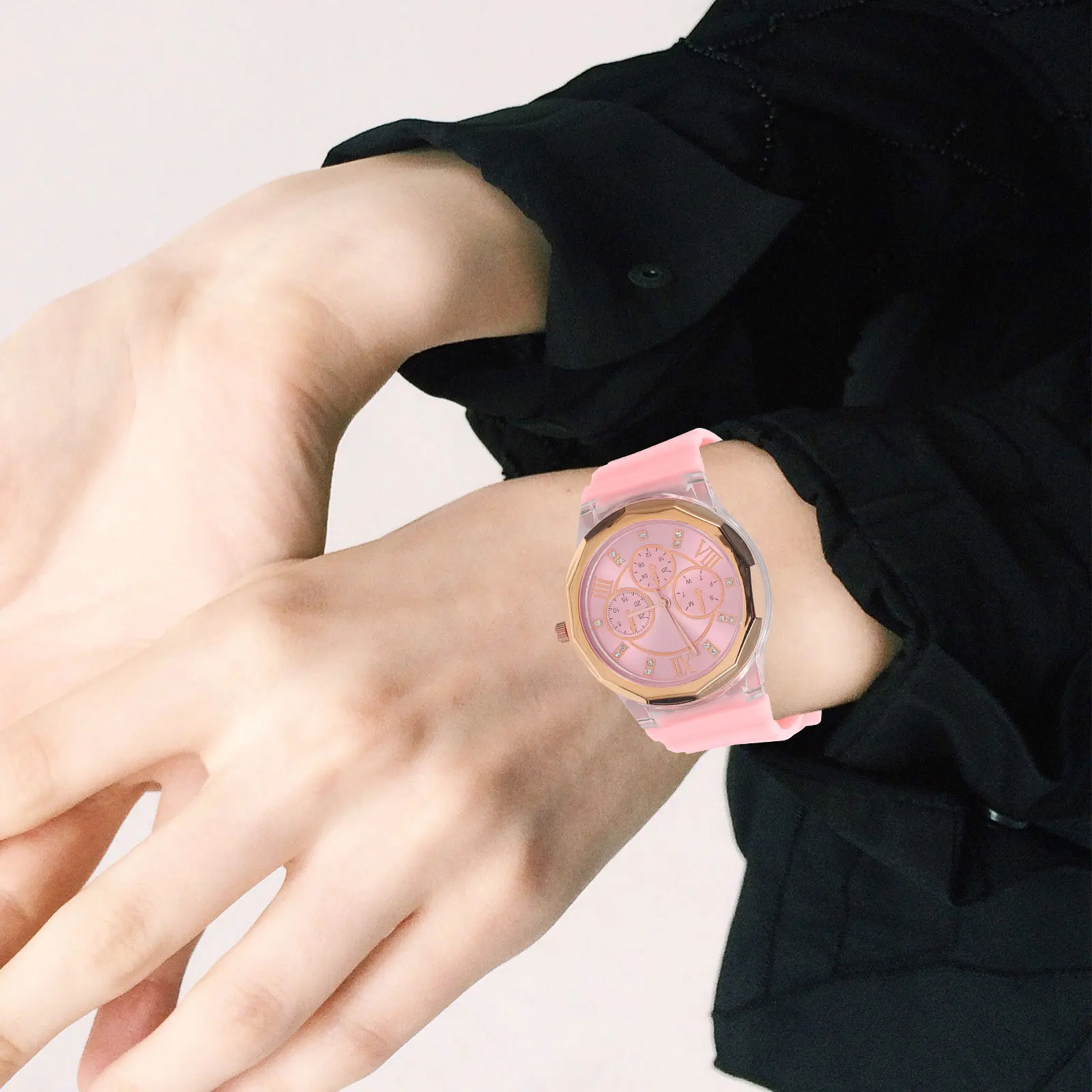 

Fashion Lady Wristwatch Silicone Band Butterflies Design Accurate Movement Round Dial Comfortable Long Time Use Gift For Female