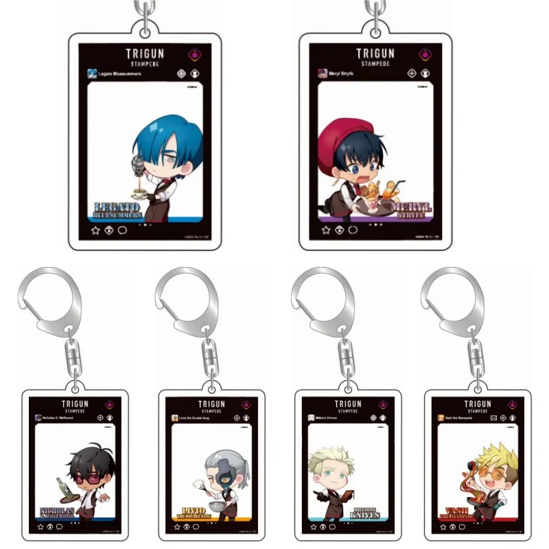 

In stock Anime Trigun Acrylic GAME Pendant Keychains Holder Car Key Chain Key Ring Phone Bag Hanging Jewelry Gifts Accessories