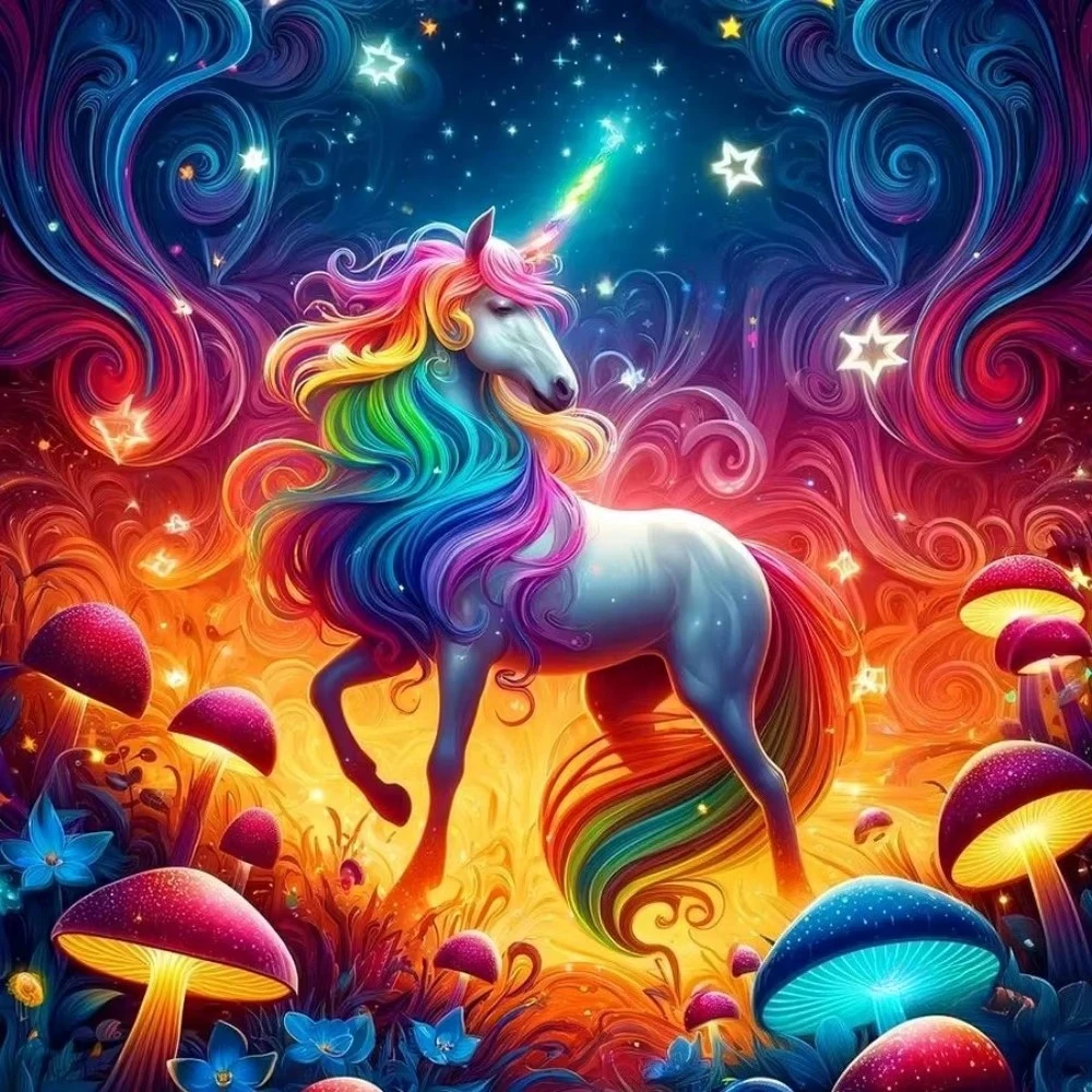 500PCS/1024 PCS Dreamy Starry Unicorn Art Jigsaw Puzzle Creative Tabletop Game Art Lover Souvenir Festival Gift