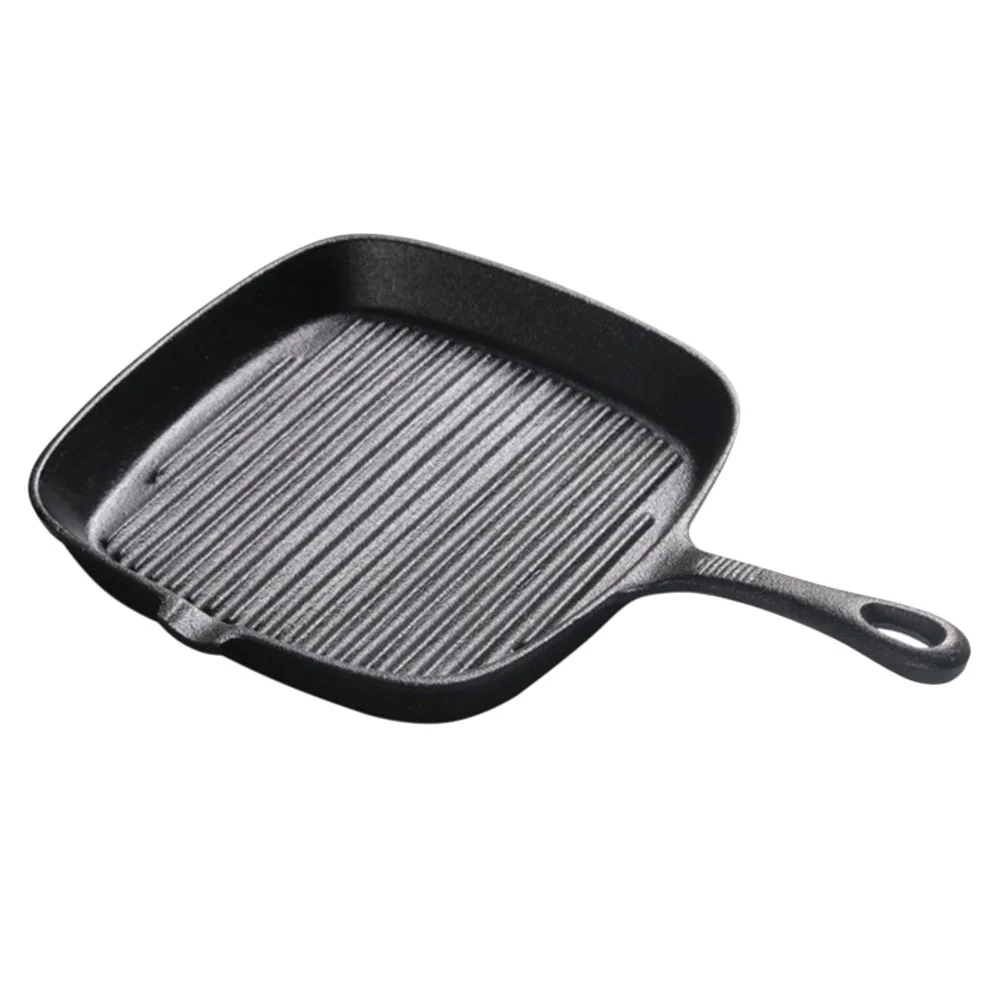 

Steak Skillet Egg Frying Pan Square Griddle Cast Iron Non-stick Uncoated Striped