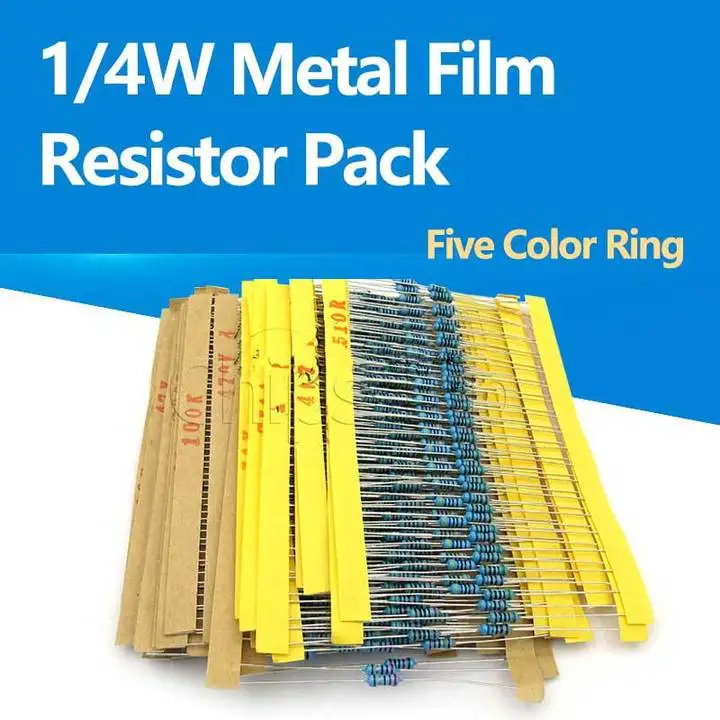 1/4W Metal Film Resistor Pack 1% five-color ring in-line resistor elements 25 kinds 20 of each