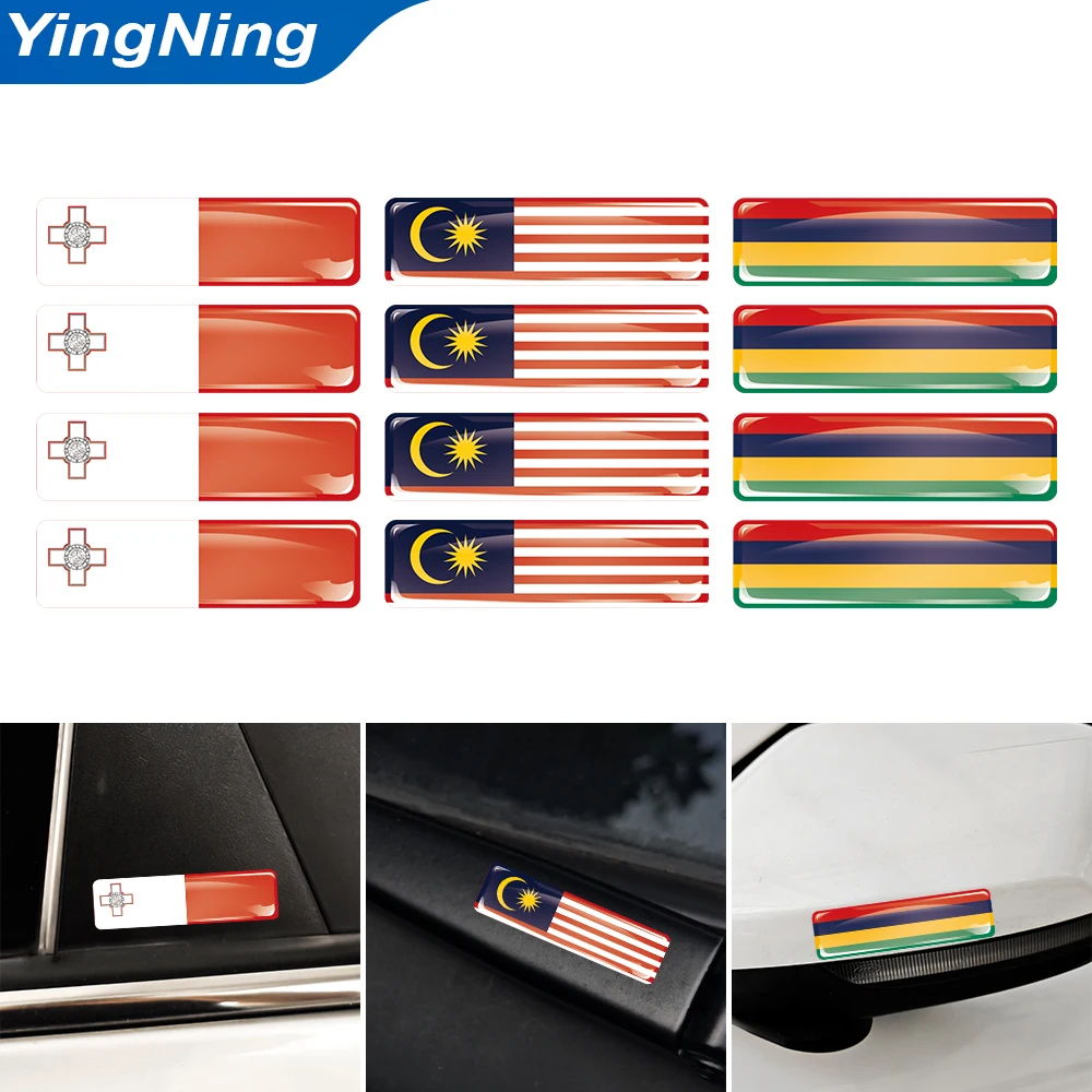 

4PCS 3D Epoxy Domed Sticker Malaysia Malta Mauritius Flag Decals Universal Car Styling Accessories for Motorcycle Helmet Laptop