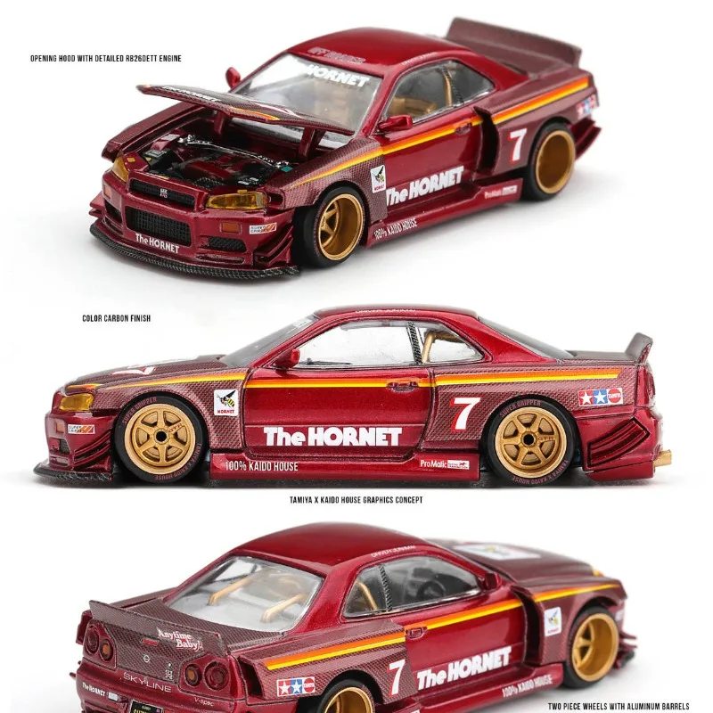 Kaido House&MINIGT 1:64 Nissan GTR R34 TAMIYA7 Die Casting Alloy Car Model Hobby Collectible Display Model