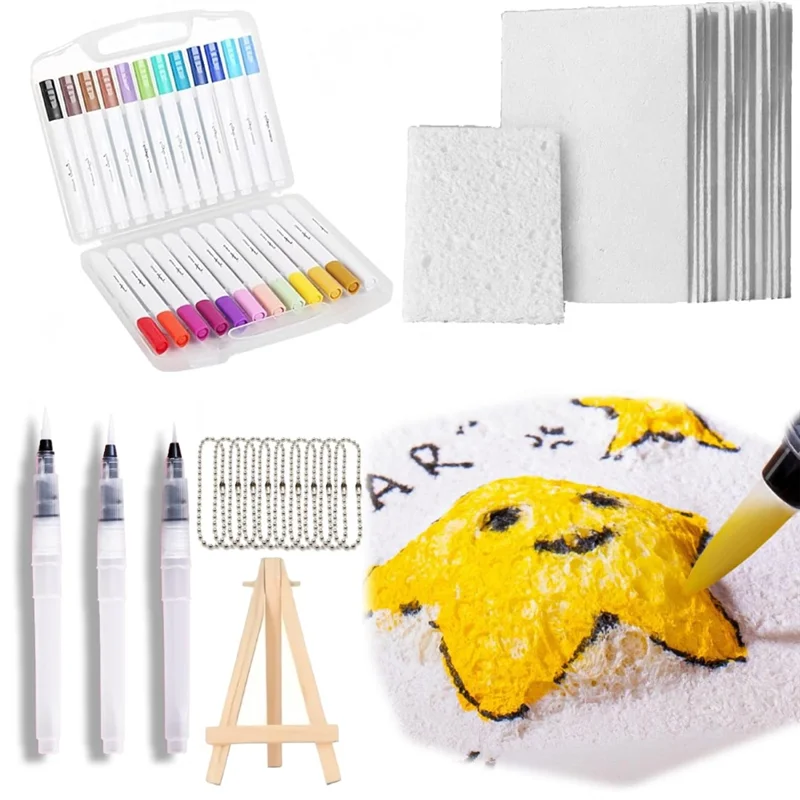 ABNO-Magic Puffy Paint,3D Drawing Magic Canvas Sponge,Foam Texture Painting Kit,Puffy Popcorn Drawing Texture Painting Kit