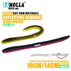 Appât souple Senko Worm Wacky Stick pour tous les poissons, leurre de pêche au bar, 10cm, 14cm, 10 pièces, 15 pièces, sac