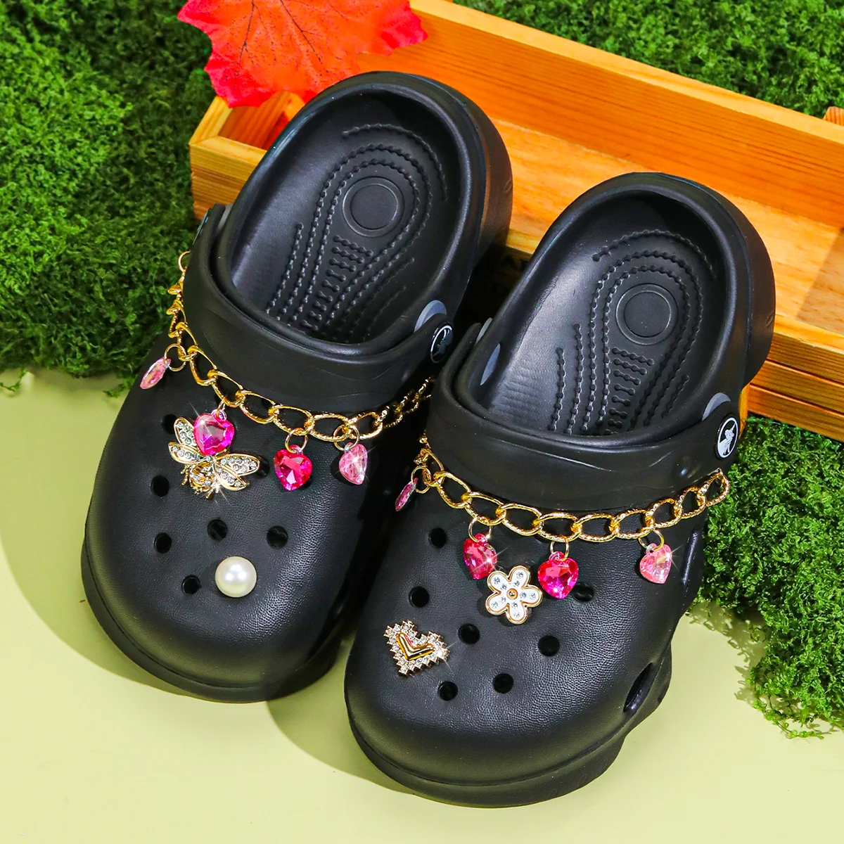 Kinder-Glitzer-Clogs, Leichte EVA-Gartenschuhe, Wasserdichte Rutschfeste Sandalen, Bequeme Slip-On Schuhe für Drinnen und Draußen 1214 – Detail 10