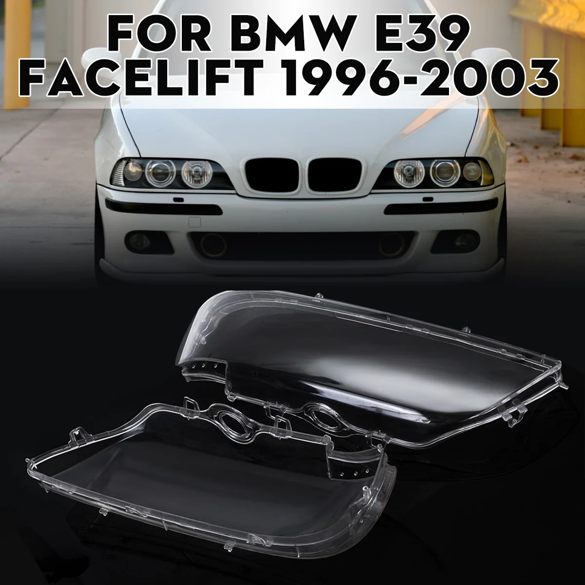 

Пара передних фар, крышка объектива для BMW E39, 4-дверная подтяжка лица 1996-2003, прозрачный абажур, прозрачный корпус фары