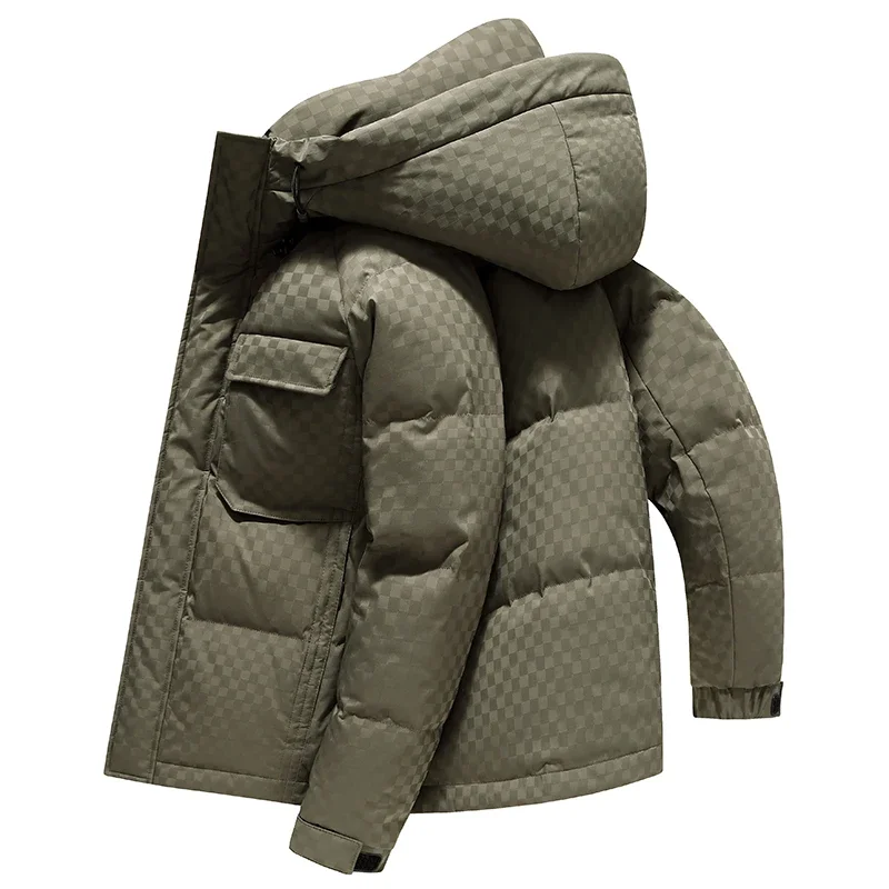 YEAE Winter Down Jacket Chessboard Thousand Grid Men\'s New White Duck Down Jacket Coat Warm Thick Casual Down Jacket Men