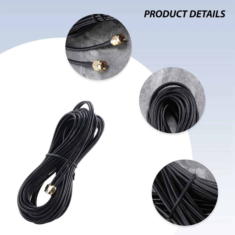 ●10m SMA Male to SMA Male M-M Connector RF Coaxial Pigtail RG174 Extension Cable Gold-ABFB