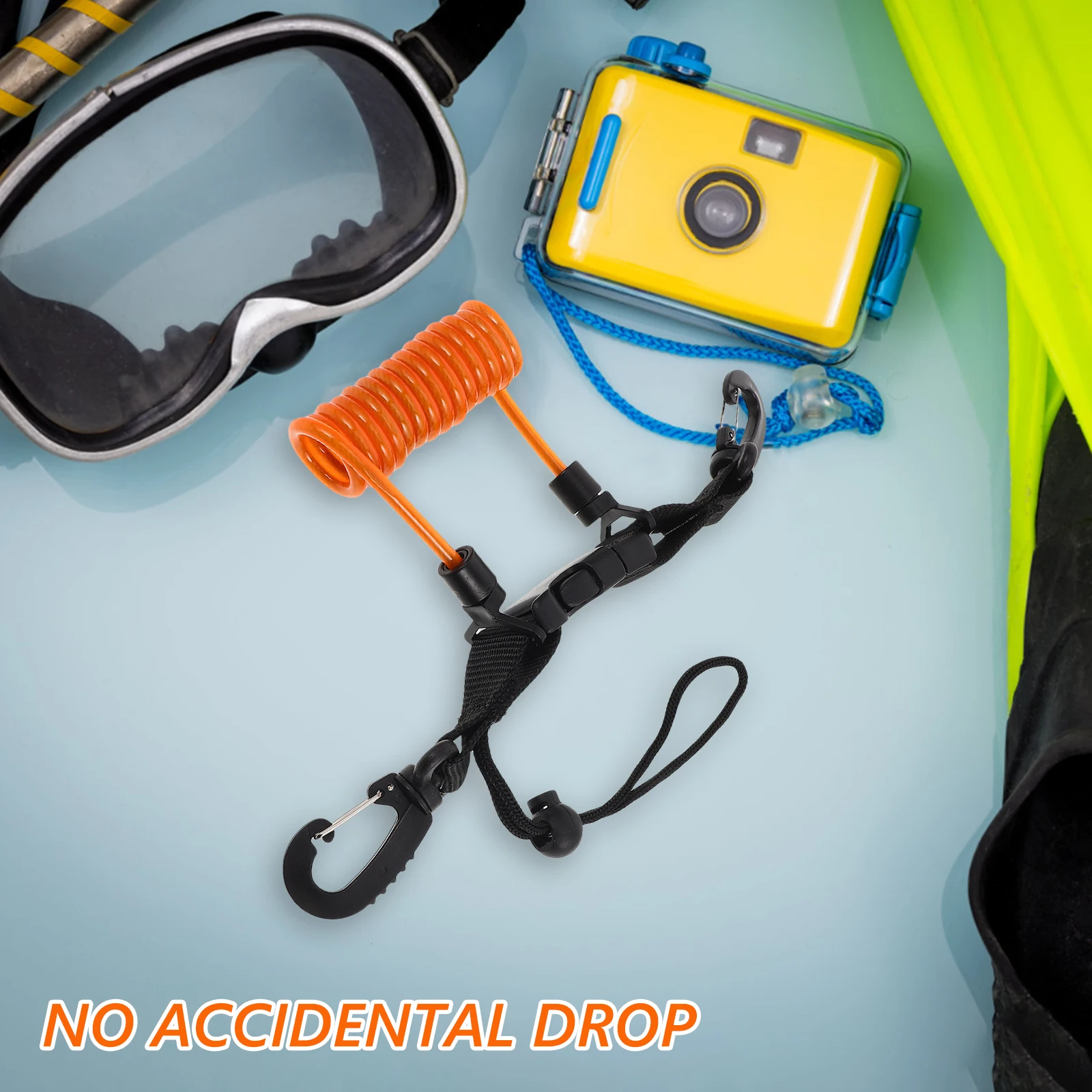 

Diving Camera Rope Lanyard Black Retractable Coiled Wristband Heavy Duty Spring Strap for Scuba Accessorie Floating Quick