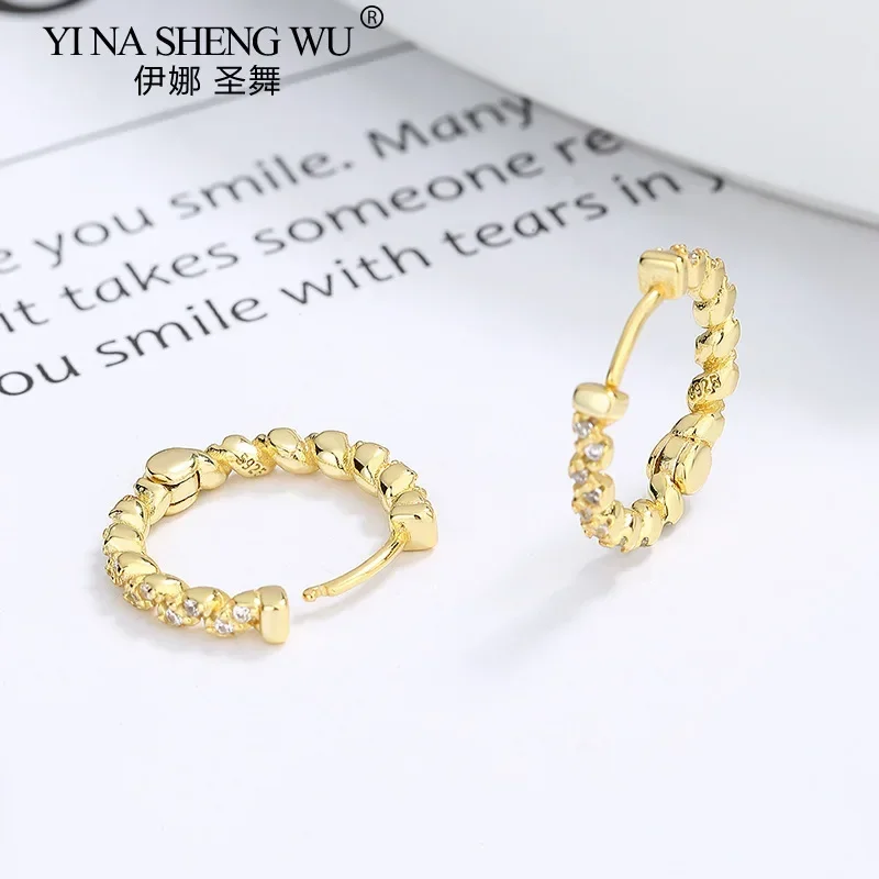 925 فضة كامل الماس تويست أقراط المرأة شخصية موضة أقراط بسيطة خفيفة فاخرة مزاجه الخطوبة #5