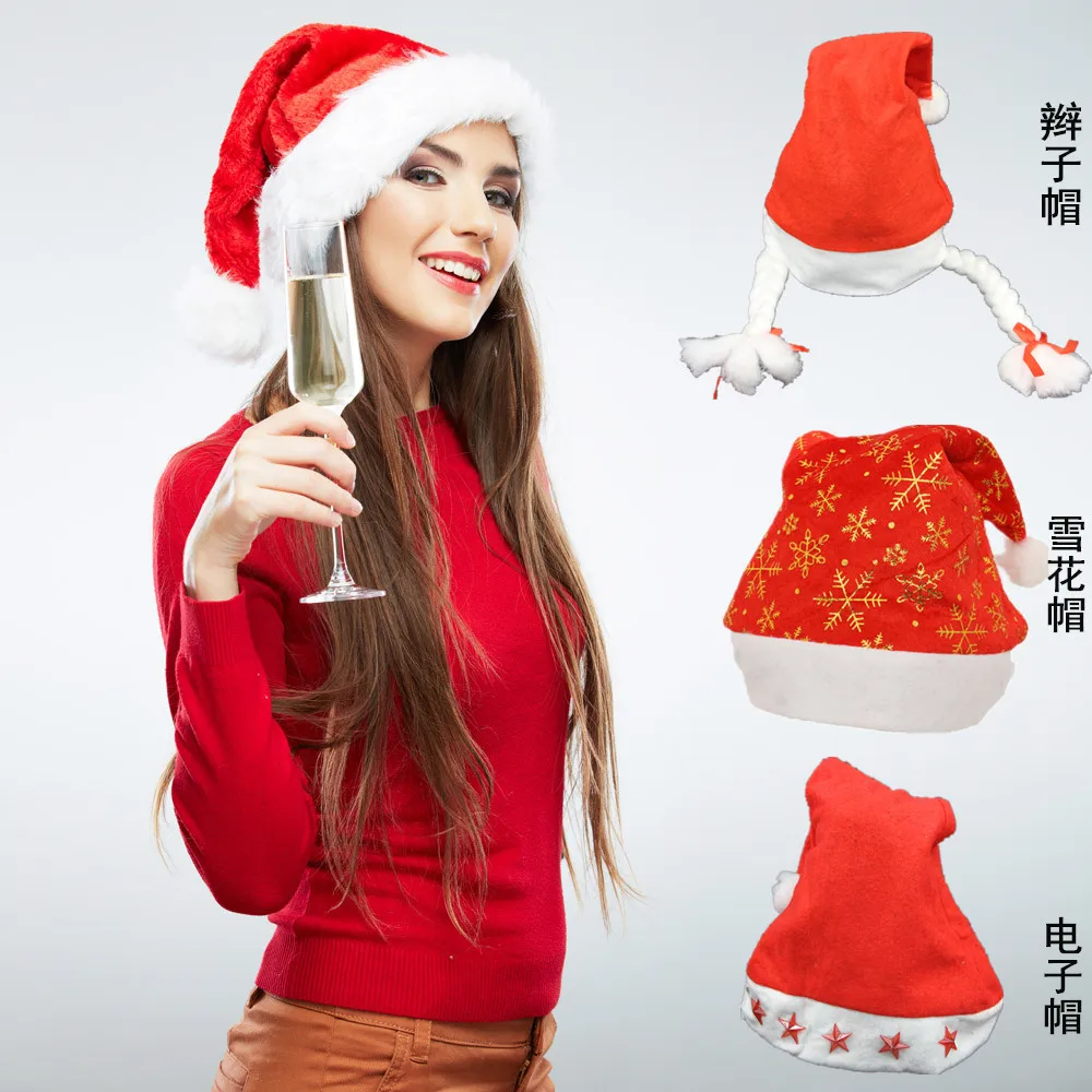 Santa Snowflake Non Woven Braided Christmas Hat Party Costume Window Display Kits