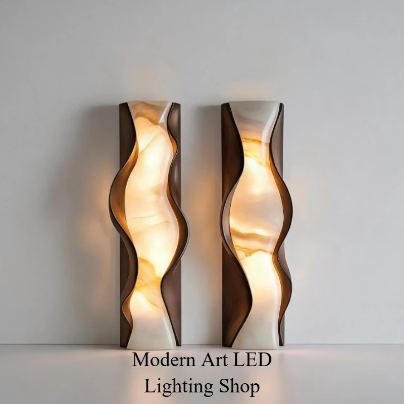 Modern Luxury Style Natural Marble Wall Lamps for Bedrooms Headboards Living Rooms Corridors Decorative Lighting Fixtures LED