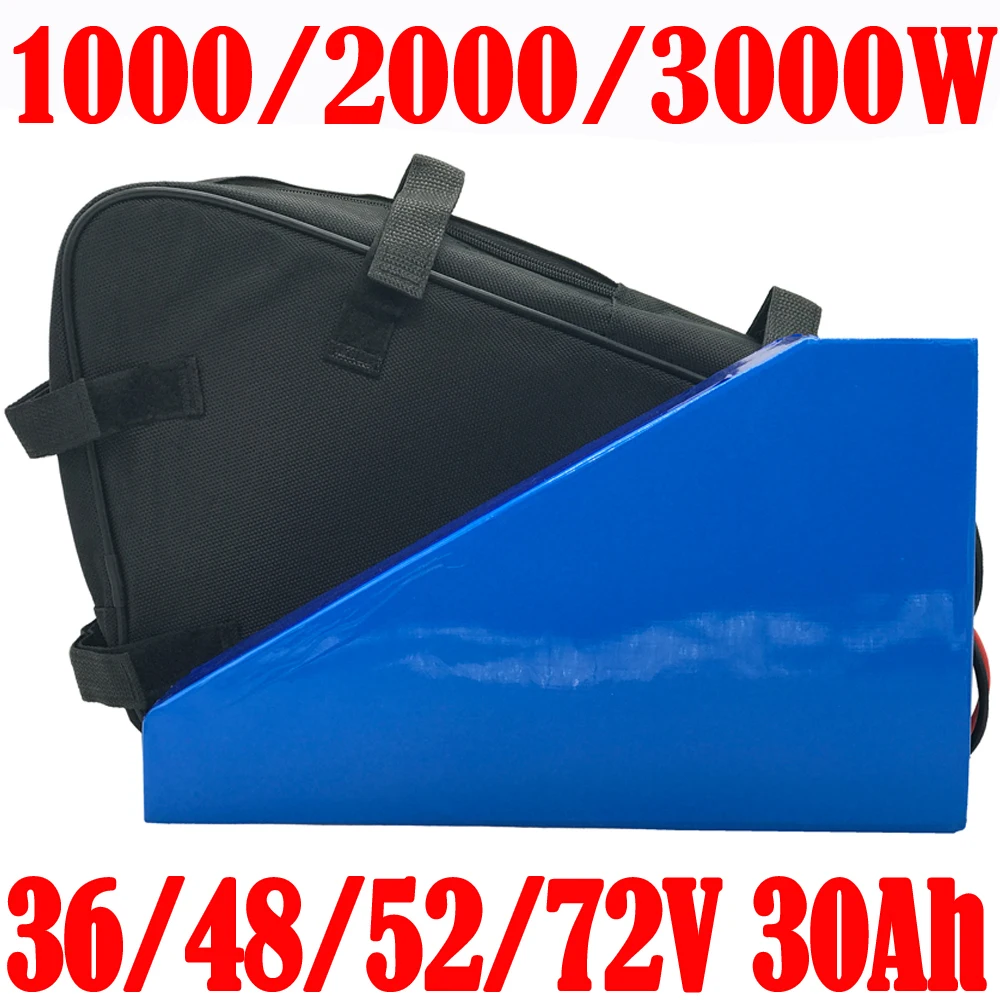 ebike battery 36V 48V 52V 60V 72V 35Ah 30Ah 25Ah 20Ah Triangle Electric Bicycle Lithium Batteries1000W 1500W 2000W 3000W Scooter