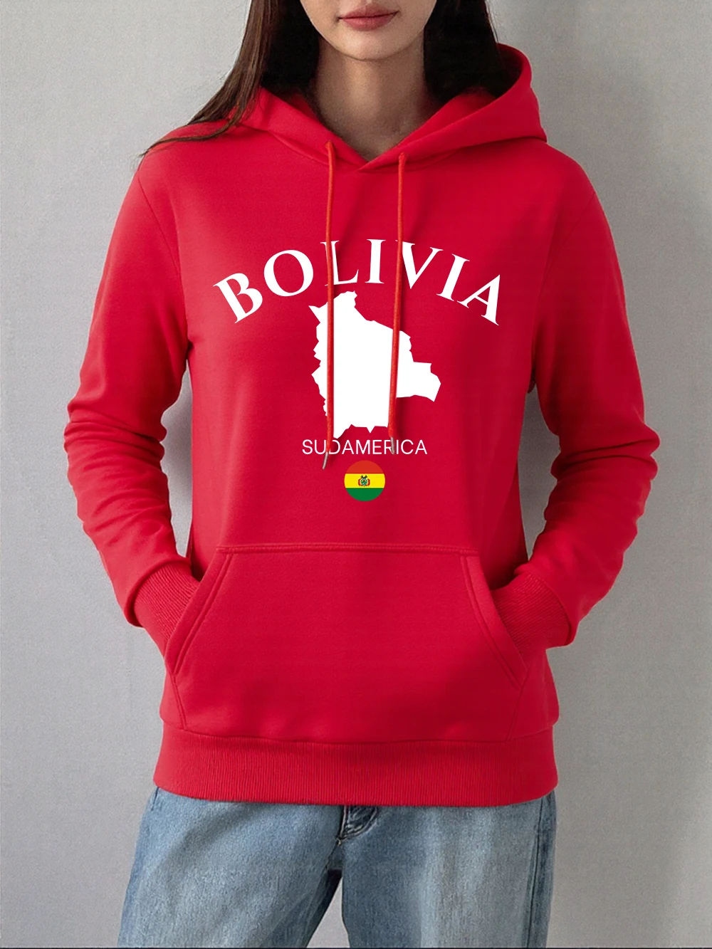 Bolivia Sud America Printing Hoodies Women Autumn Fleece Warm Sweatshirts Basics Pocket Pullover Casual Loose Womans Clothes