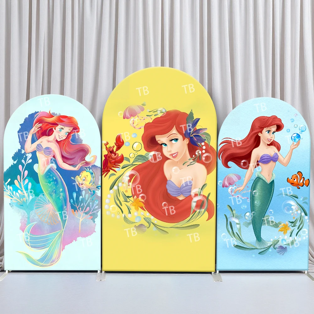 Disney Ariel arco telón de fondo cubierta burbujas subacuáticas mar Coral medusas escena para cumpleaños y Baby Shower fiesta fotomatón