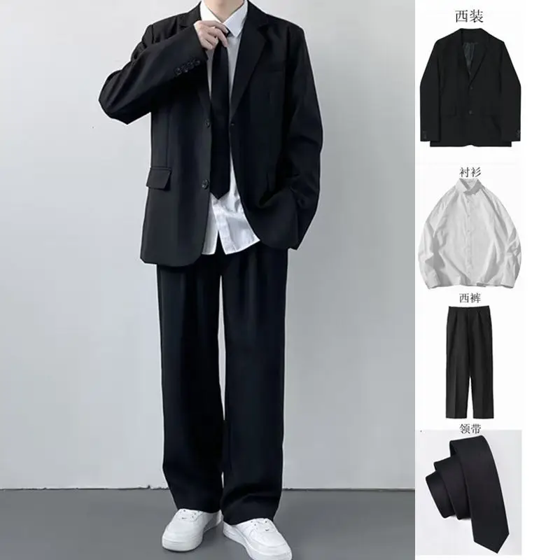 

Men DK Uniform Suit Jacket Autumn Casual Set Student Graduation Photo Class Outfit College Style JK Blazer