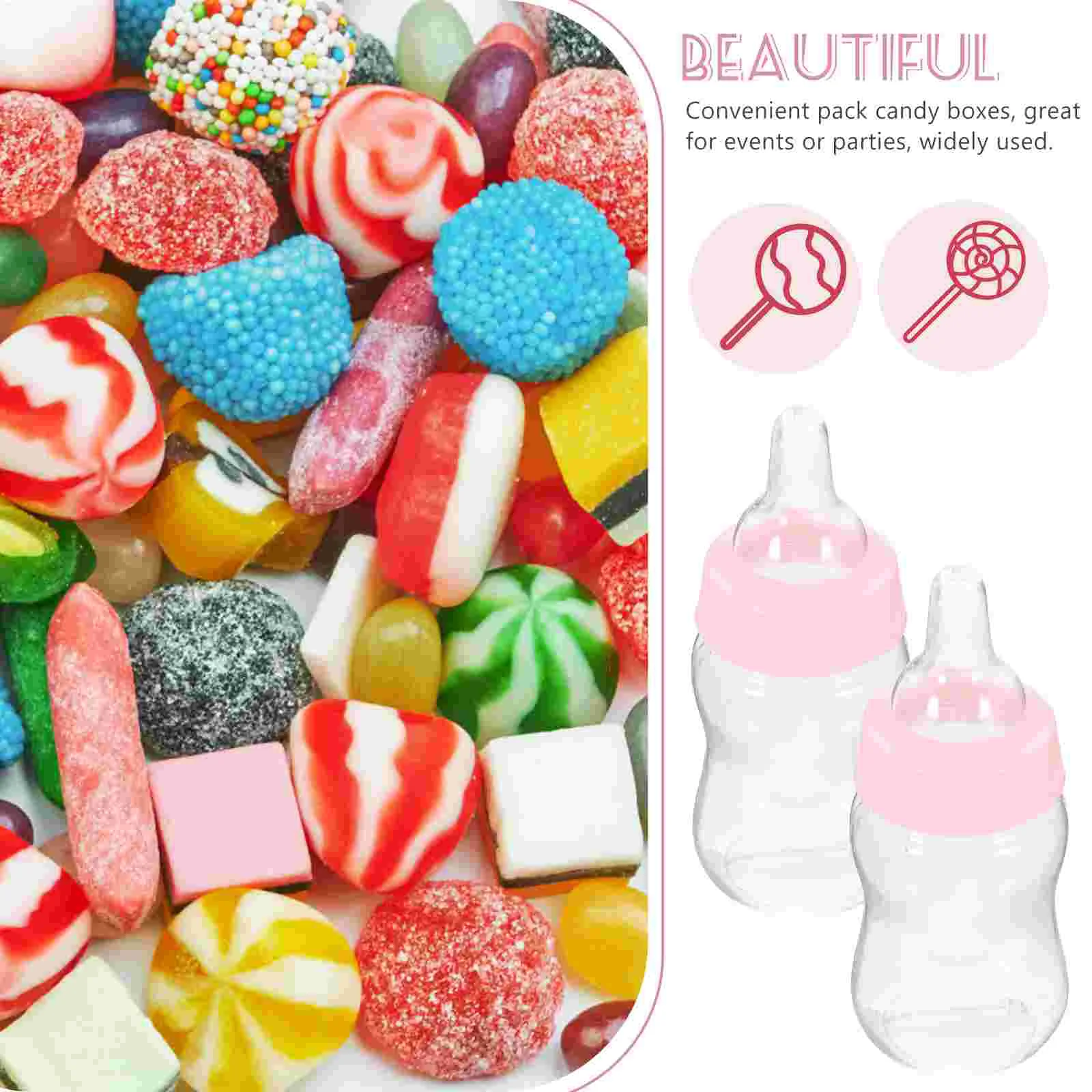 12pcs Feeder Type Mini Candy Bottle Gift Box Baby Shower Favors (Pink) Baby shower box Baby shower gift box