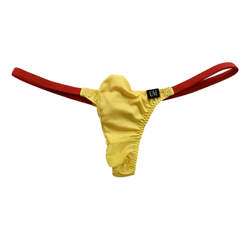 Men's Color Block Mesh Spliced T-back Thongs, Low Rise Elastic Breathable Underwear Gays Fashion G-string
