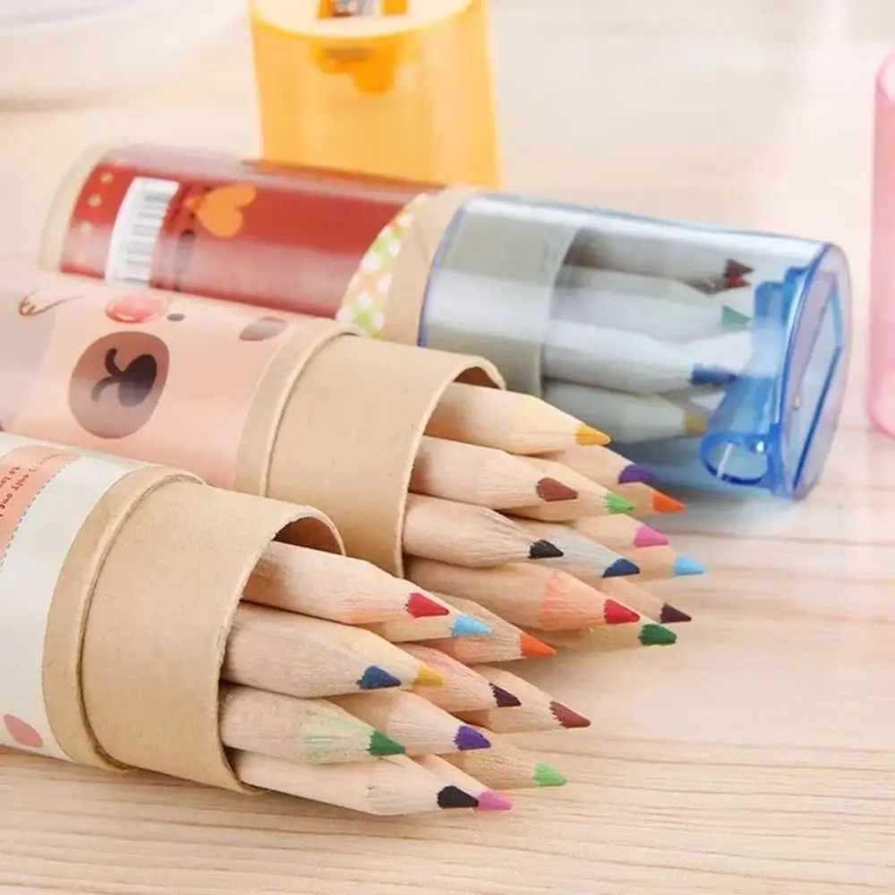 12 Color Student Pencil Drawing Art Portable Drawing Pencil HB with Built-in Sharpener Painting Pen Student Stationery