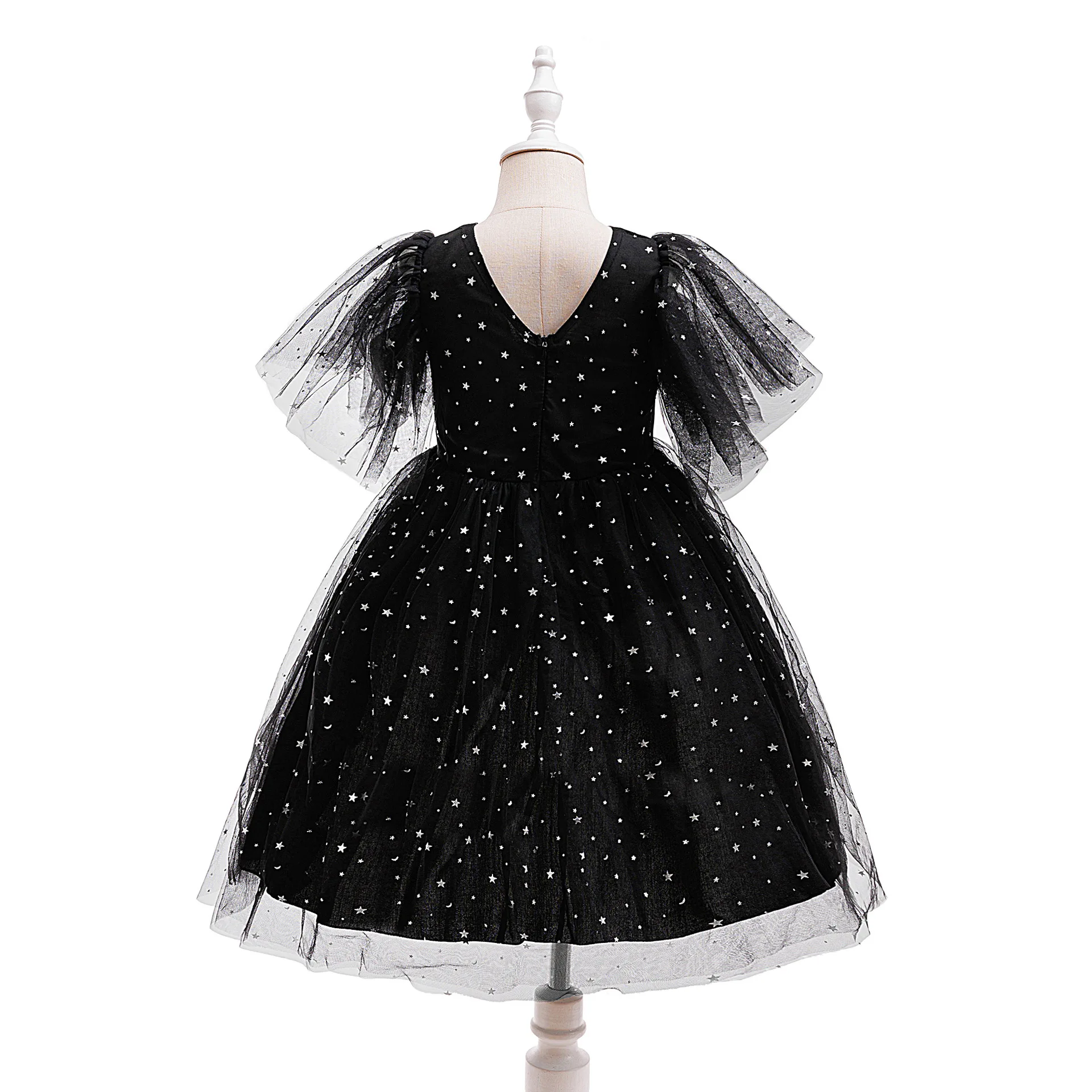 2026 New Baby Summer Girls Sparkle Mesh Dress , Princess Kids Sweet Fashion Party Dress  4-8 T