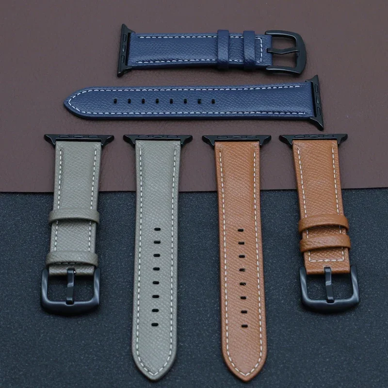 حزام جلدي لسلسلة ساعات أبل 9 8 7 6 5 4 10 Ultra SE سوار مريح iWatch 49mm 45mm 44mm 42mm 41mm 40mm 46mm