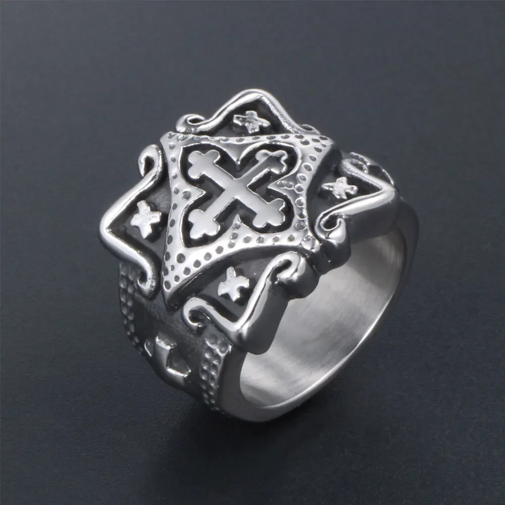 

Retro Minimalist Palace Cross Pattern Men's for Fashion Rings Size 7-12