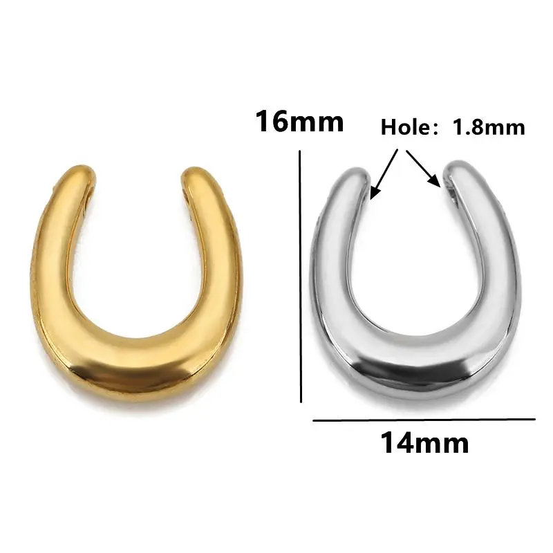 5pcs Stainless Steel Bull Horn Pendants for DIY Bracelets Necklace Earrings Jewelry Making U Shape Horseshoe Charm Accessories