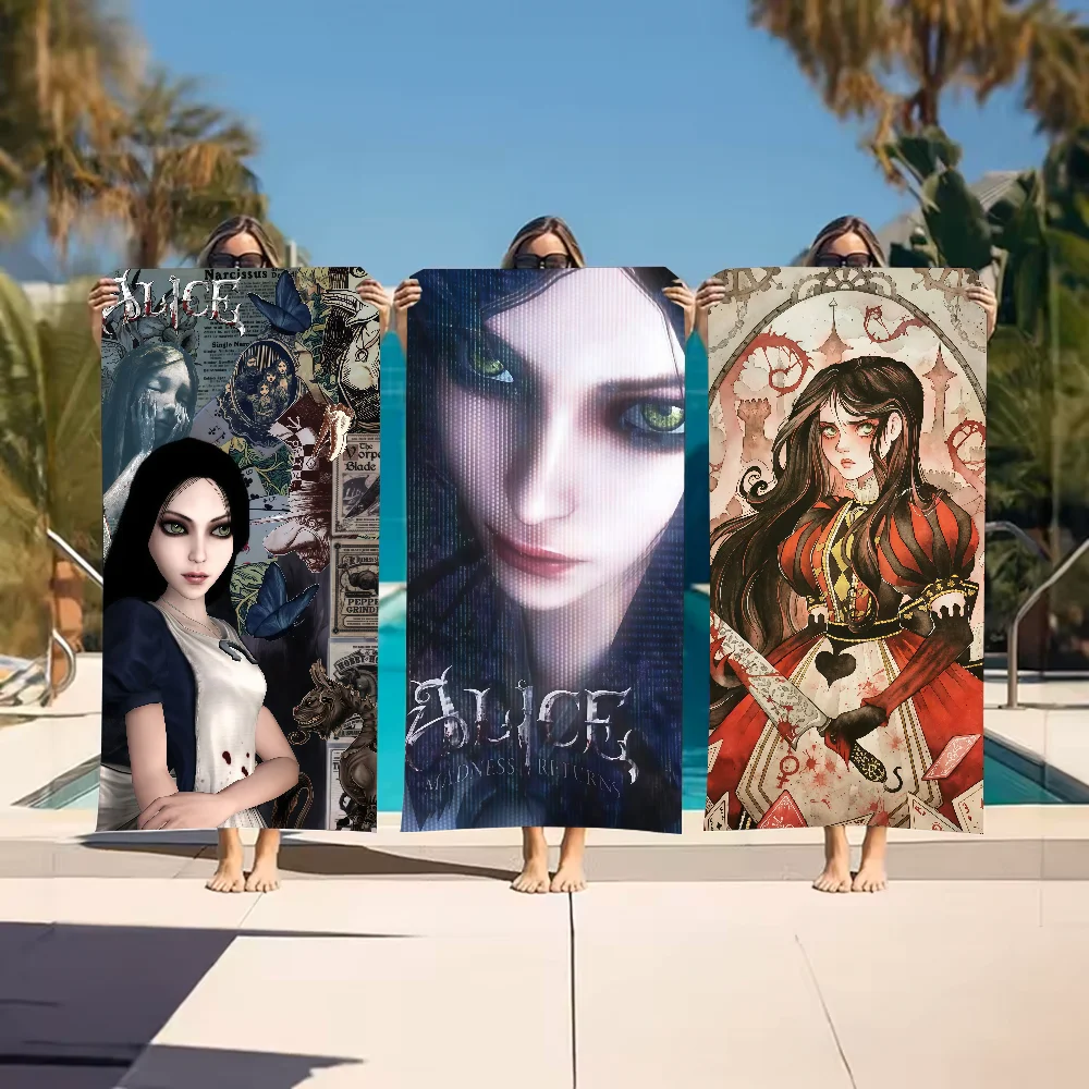 Game A-Alice Madness R-Returns-S Towel Sports Quick Dry Travel Camping Gear Sandproof Soft Light Large Beach Towel