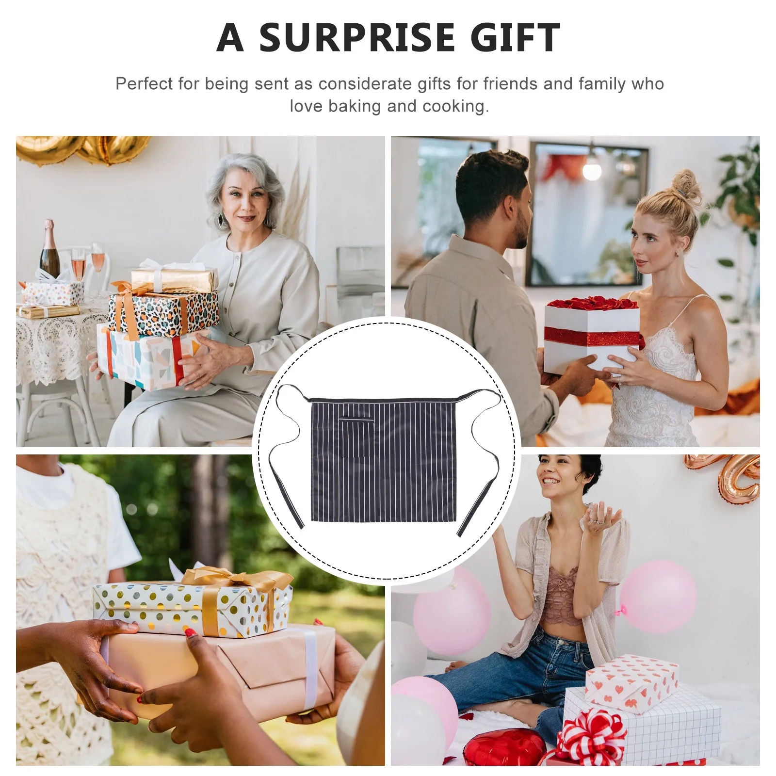 

Black Half Apron Adjustable Waist Chef Apron Unisex for Cooking Baking Serving Waiter Waitress Server Aprons Server Aprons