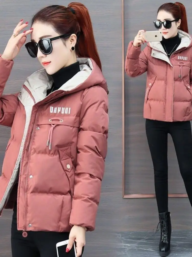 

Women's ort down Jaet Thiened Cotton Padded Coat Faionable Autumn Winter Loose Fit Slimming Korean Sle Casual Wear