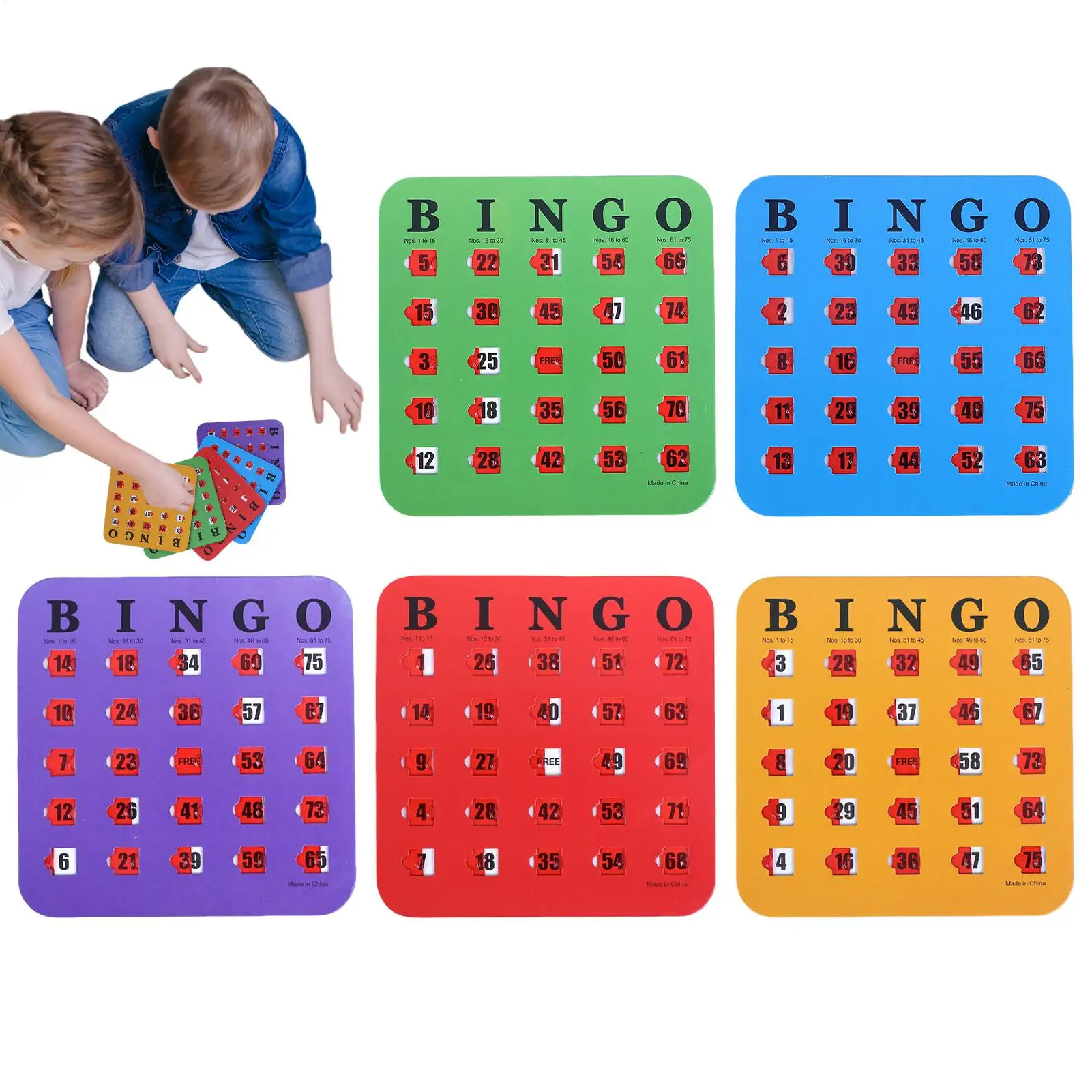 5pcs Sliding Bingo Game Cards With Blinds And Sliders, Logic Thinking Puzzle Game, Lottery Cards, Fingertip Party Game cards