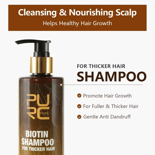 Imagen 2 del producto PURC Biotina champú acondicionador para el cabello para hombres y mujeres limpieza del cuero cabelludo raíz del cabello nutre aceite suavizante mascarilla para el cabello conjunto de productos para el cuidado