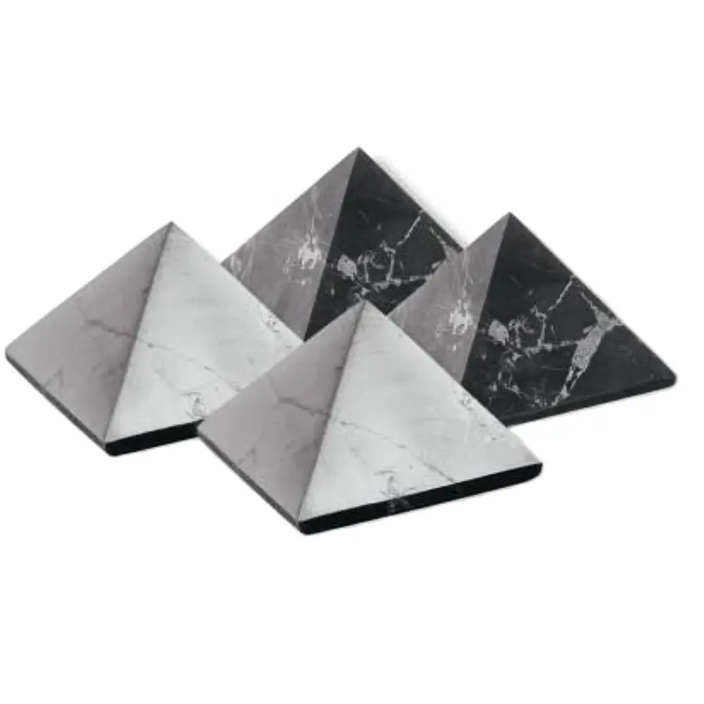 Genuine Natural Shungite Pyramid Tower Energy Raw Gemstone Point Stone,Healing Chakra Balancing Radiation Crystal Tower