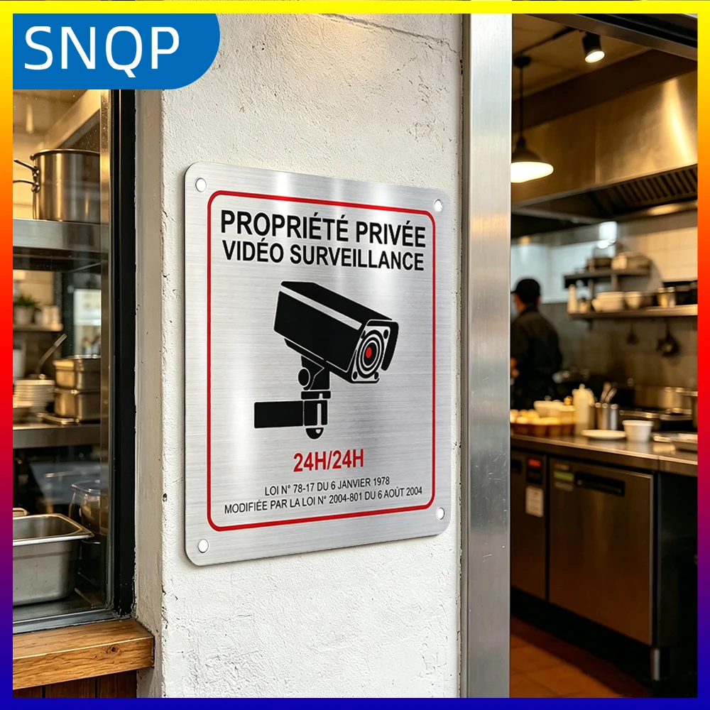 Metal Iron Monitoring Sign Private Property Video Surveillance Brushed Sign Safety Sign
