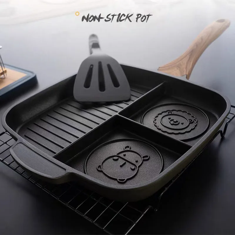 

Breakfast pot, multi-purpose pot, three in one multi grid frying pan