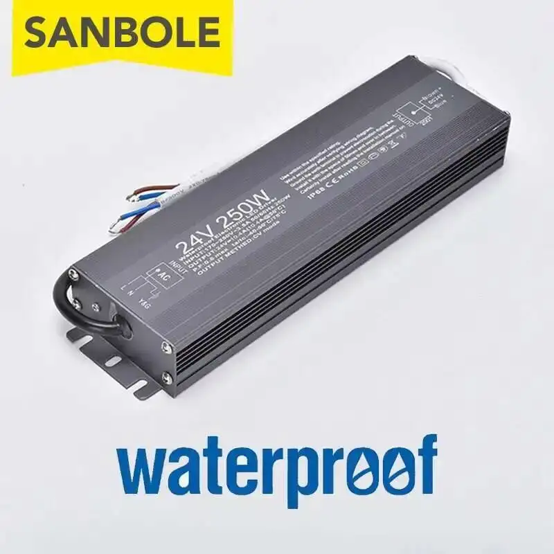 FS-200 F-250 Ultra Thin Waterproof IP67 Switch Power Supply 12V 24V 200W 250W Outdoor Light LED Driver Transformer
