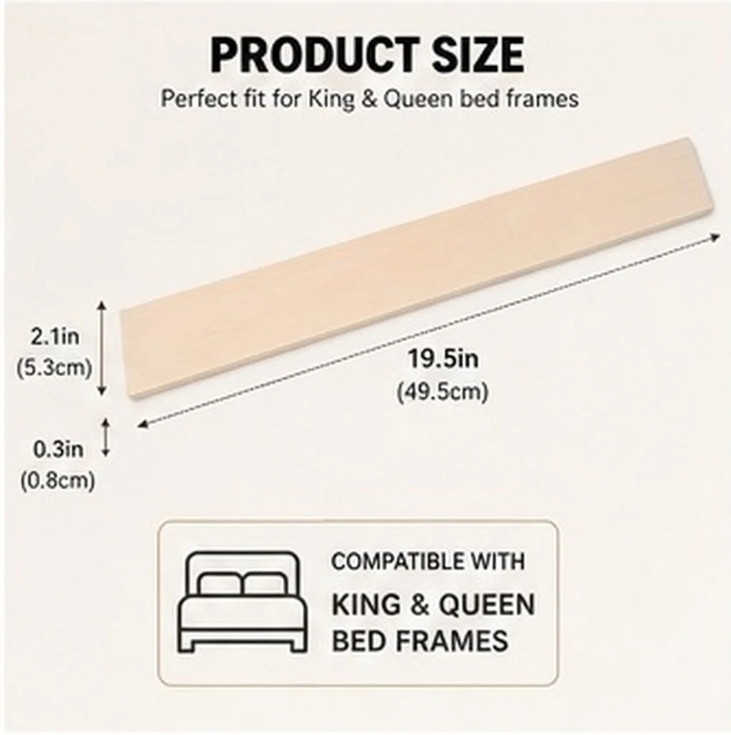 King Queen Size Wooden Bed Slat Replacement 17.8x2.1x0.3 Inch Mattress Support Heavy Duty Reinforce Slats Bedroom