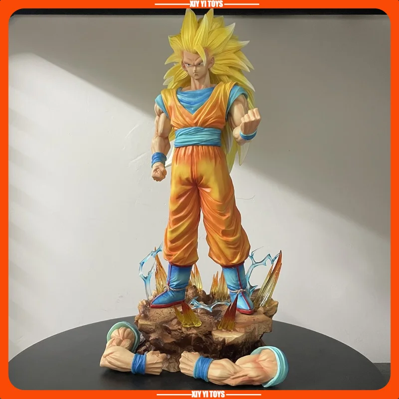

35cm Dragon Ball Super Saiyan 3 Goku Standing Pose With Interchangeable Hands Anime Figure Model Statue Collection Toy Gift