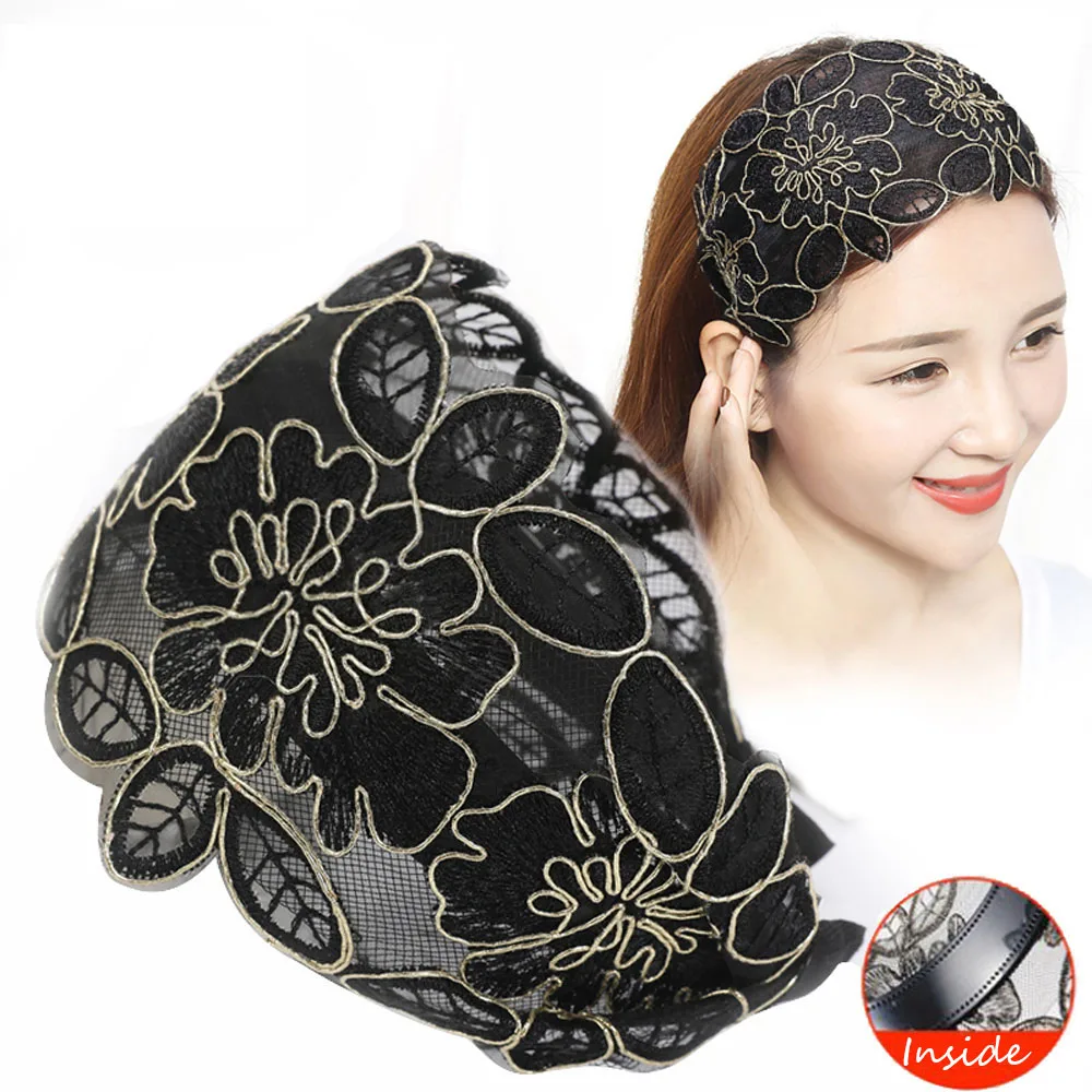 Summer For Women Floral Printed Silk Non-slip Flower Hair Bands Headband Hair Accessories Head Hoop