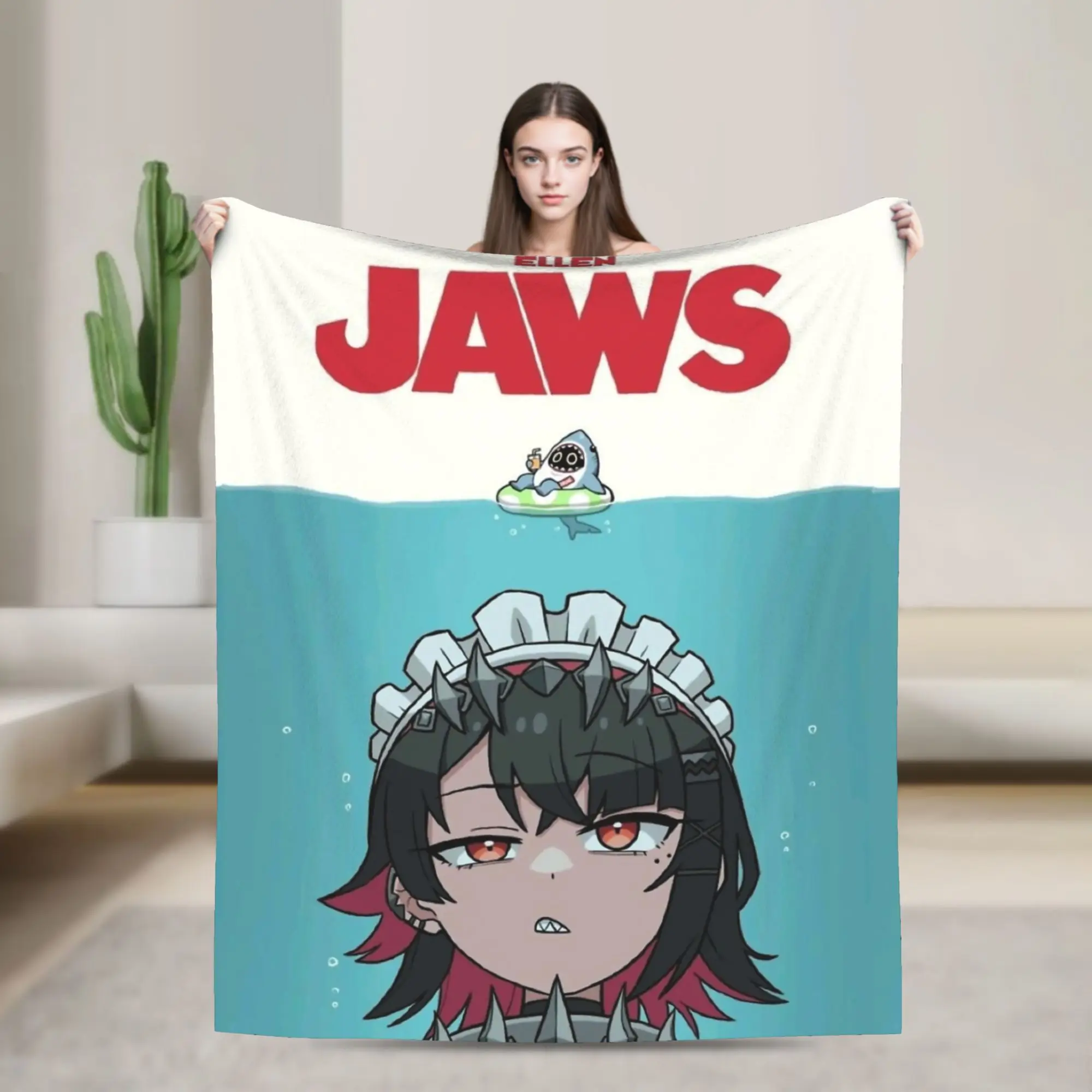 

Ellen Joe Jaws Poster Zenless Zone Zero Blankets Flannel All Season Multifunction Warm Throw Blanket for Bedding Couch Quilt