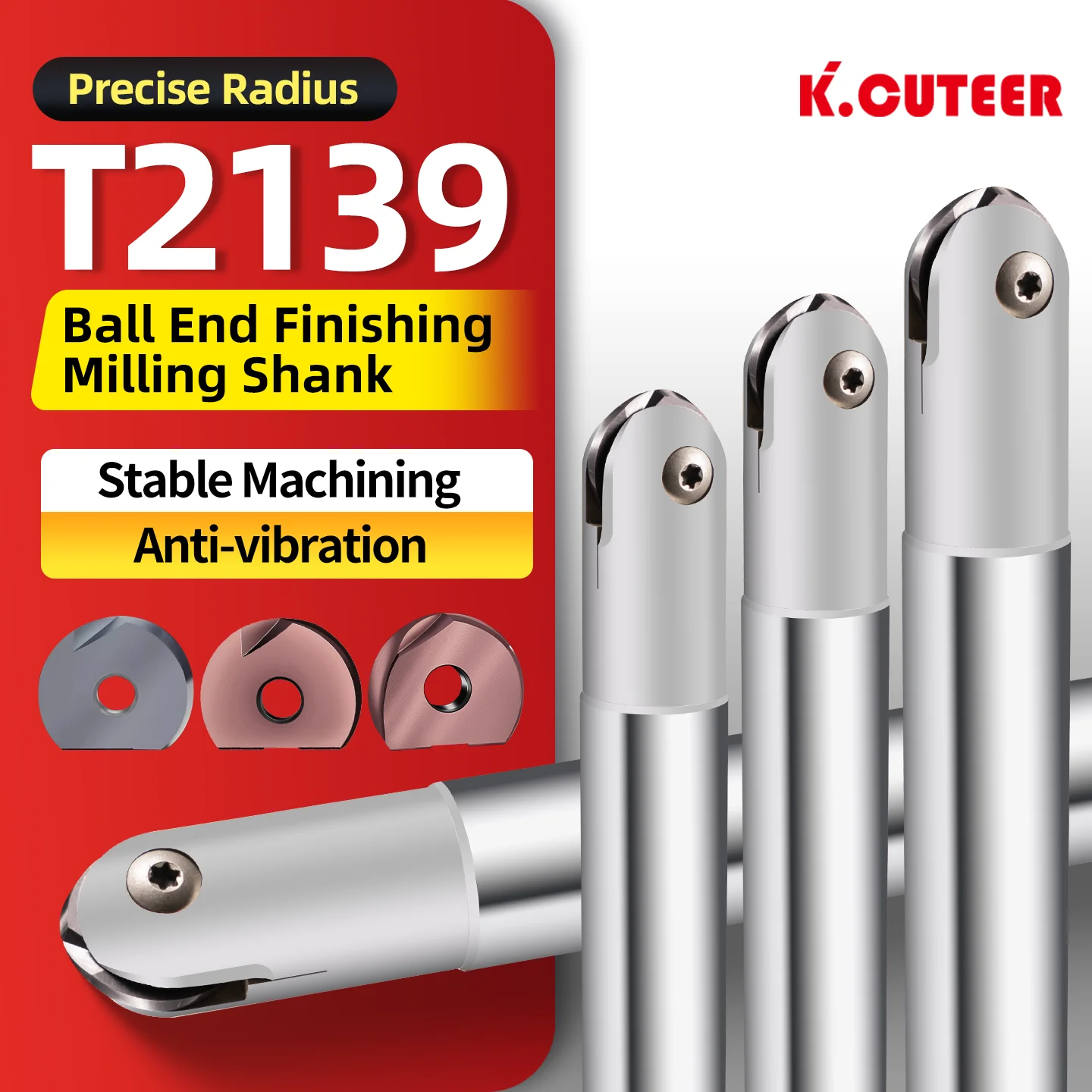 T2139 Ball Nose Milling Holder C10 C12 C16 C20 C25 4R 5R 6R 8R 10R Mirror Finish Milling Cutter for P3200 Inserts