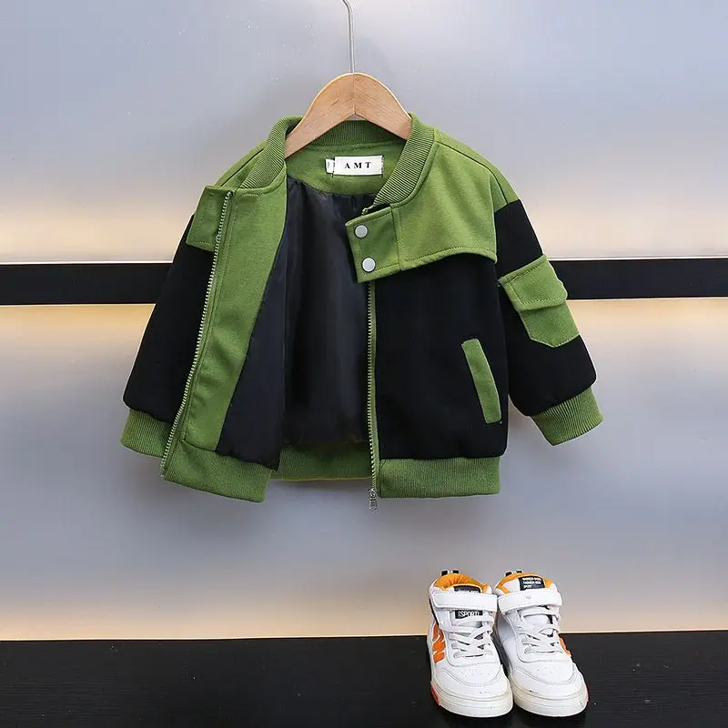 

2025 New Boys Autumn Baseball Jacket for Kids Lightweight Windproof Sporty Hoodie Jacket for Children Boys Autumn Winter Outdoor