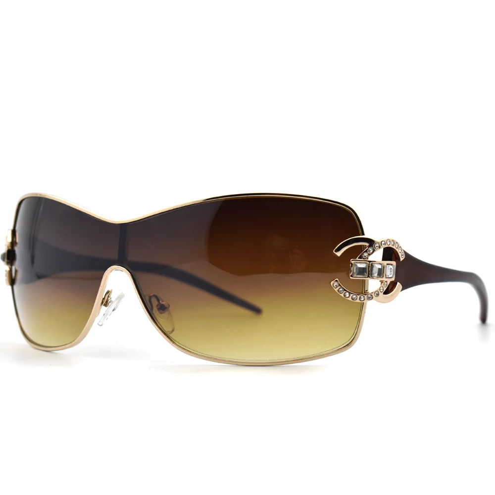 Luksusowe ponadgabarytowe jednoczęściowe designerskie okulary przeciwsłoneczne damskie moda diamentowe kryształowe okulary przeciwsłoneczne Streetwear Y2k okulary przeciwsłoneczne odcienie UV400