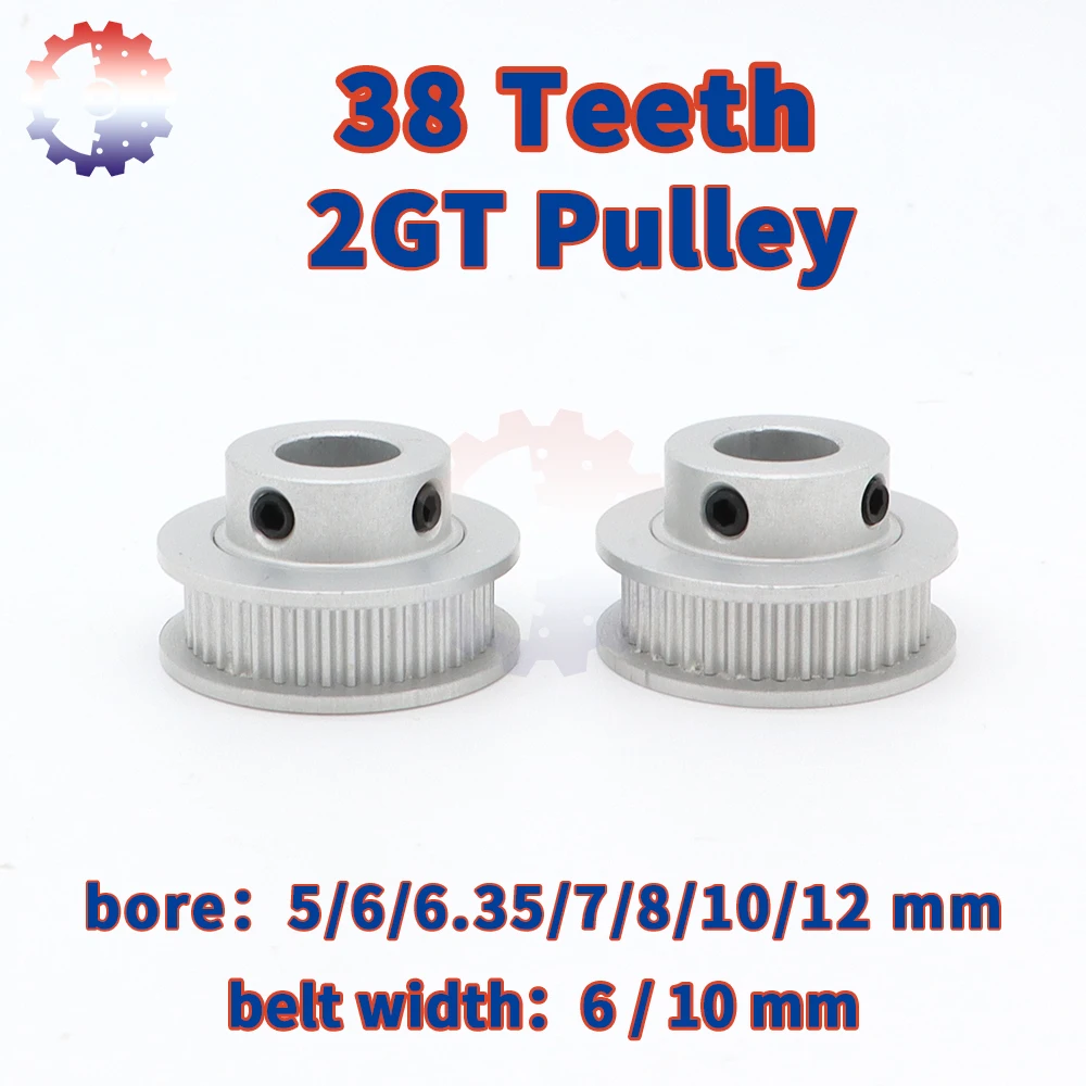 38Teeth 2GT Timing Pulley 38T 38 Teeth 2M Pulley Bore 5/6/8/10~15mm Synchronous Wheel Pulleys Belt Width 6/10mm GT2 Belt Pulley