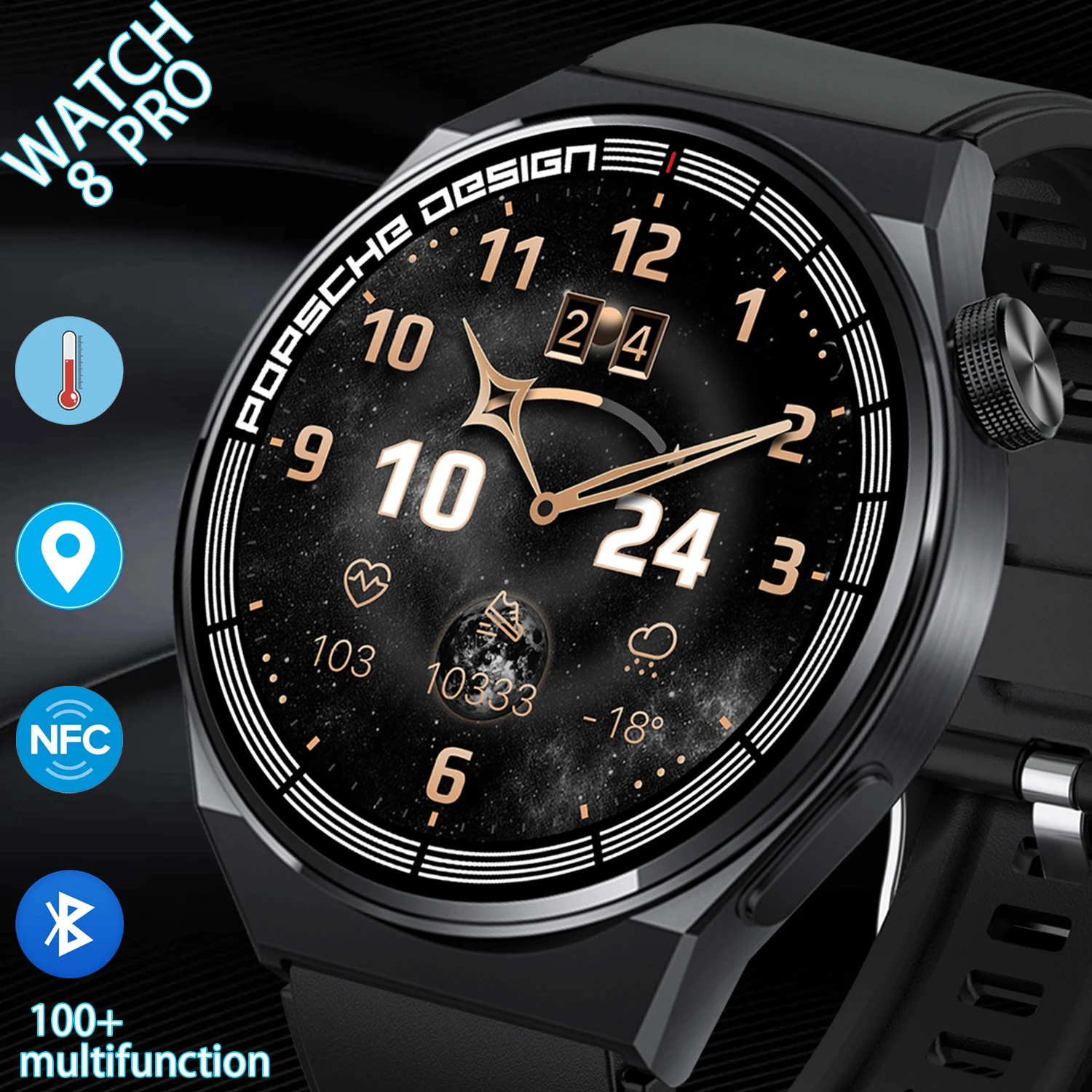 2024New GT8 Smart Watch Men Huawei Apple Series AMOLED Smartwatch NFC Compass Waterproof For Apple Android Multifunctional Watch