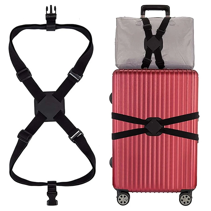 Heavy-Duty Polyester Luggage Strap Adjustable Cross-Backpack Style Suitcase Belt with Quick-Release Buckle Travel Gear〔YY33〕