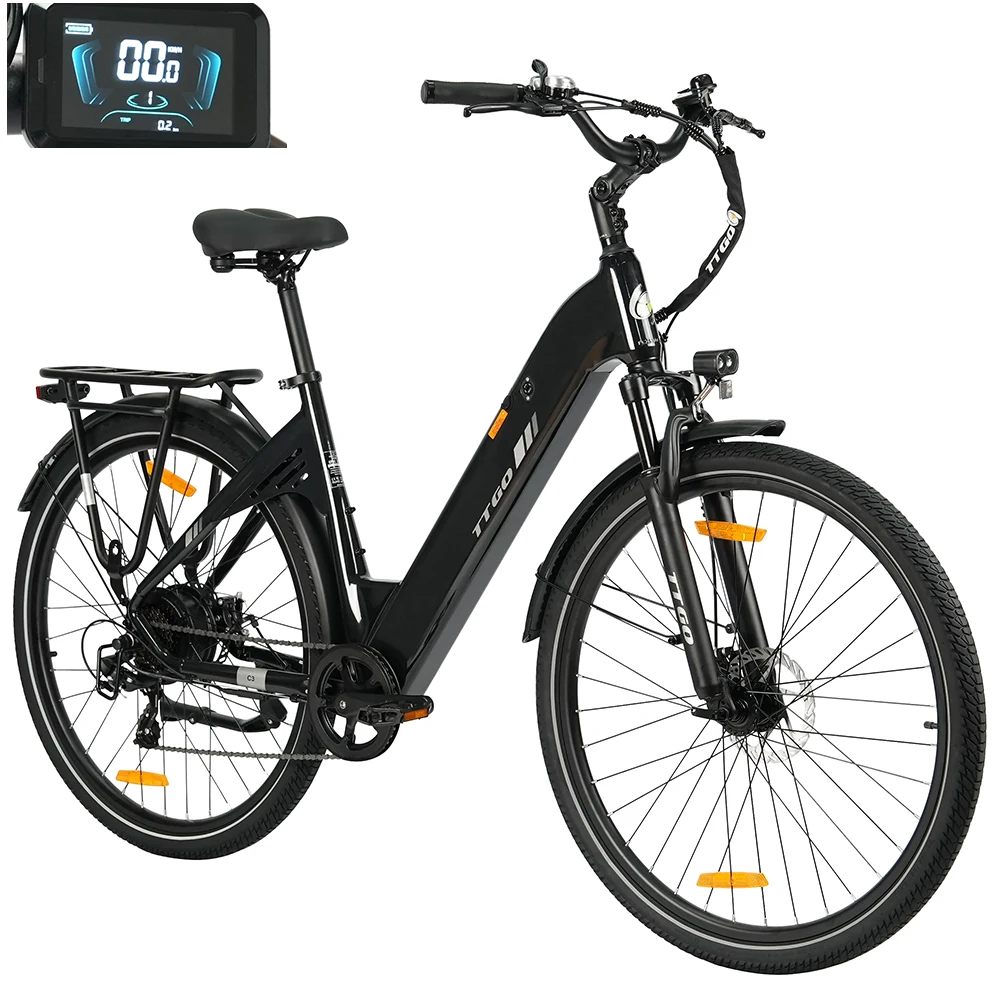 TTGO C3 SE 28" Urban E-Bike für männliche Pendler, bis zu 120 km Reichweite, 650Wh herausnehmbarer Akku, 250W Motor, Elektrofahrrad für Pendeln und Touren, 7-Gang-Schaltsystem