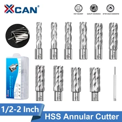 XCAN HSS Core Drill Bit Annular Cutter 3/4 Inch Weldon Shank Hollow Drill Set Magnetic Drill for Stainless Steel Metal